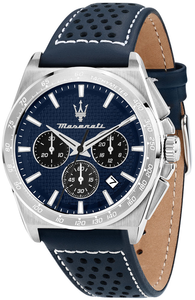 MASERATI Velocita Chronograph Blue Leather Strap R8871652001